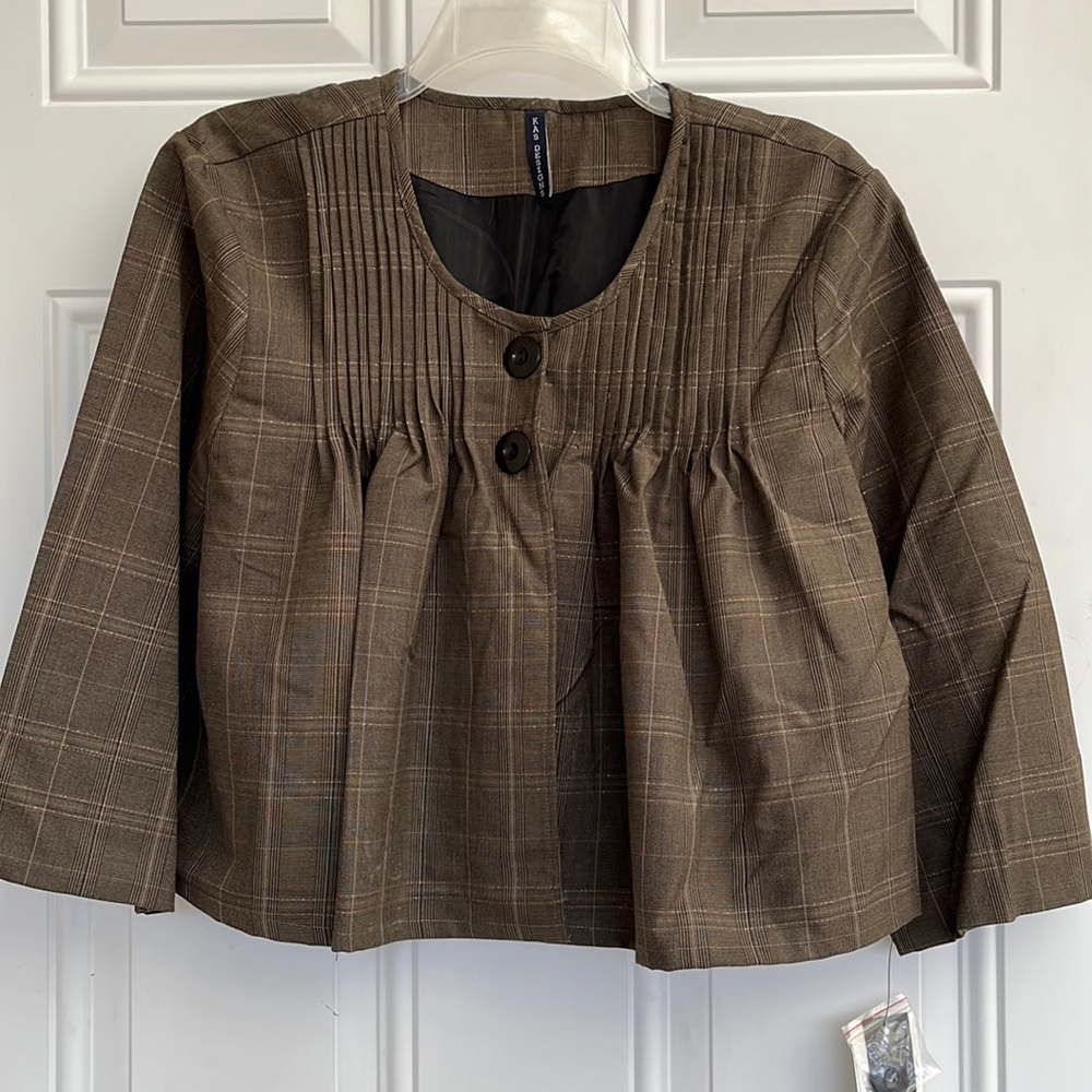 Olive Green Topper by Kas Designs size XL 2 Button Closure